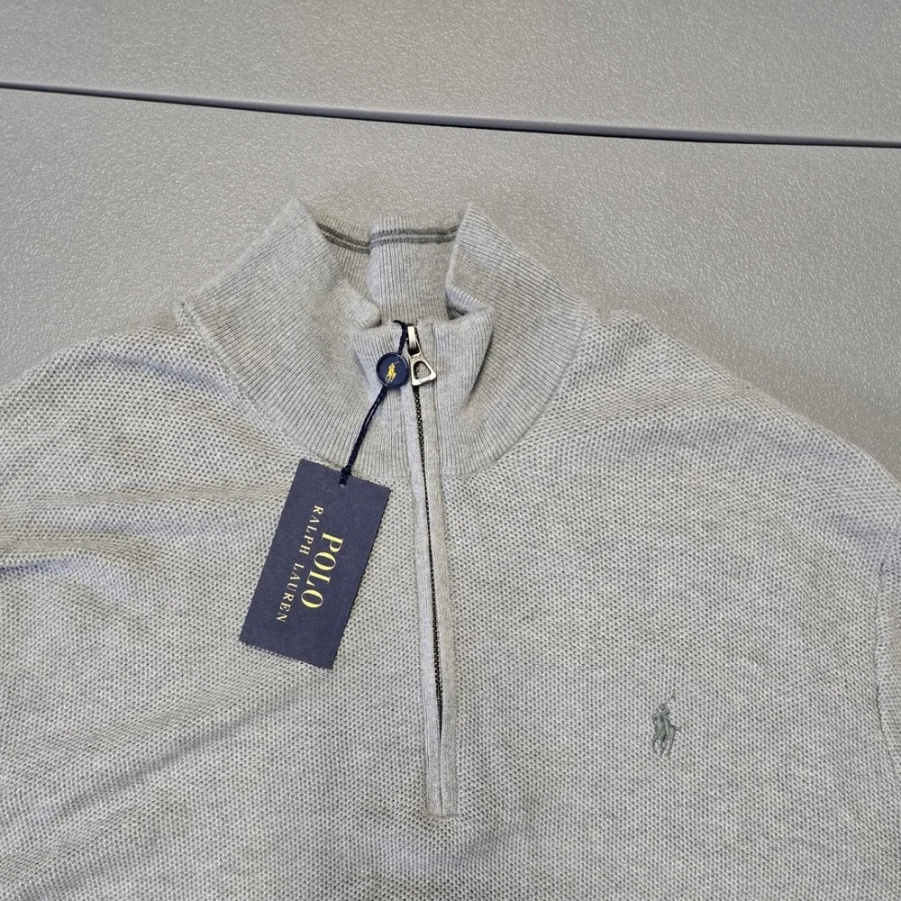 Polo Ralph Lauren Quarter Zip Sweater 2XB Gray Pima Cotton NWT